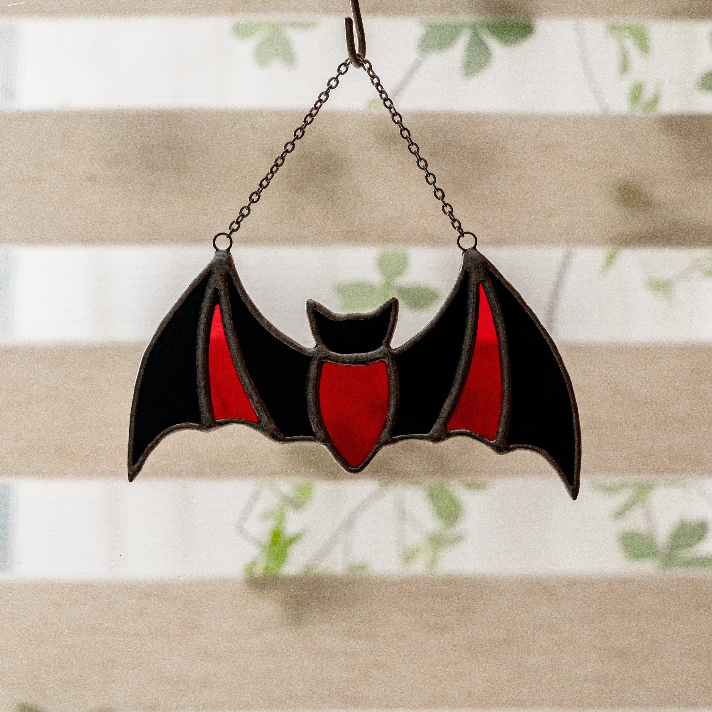 Whimsical Stained Glass Bat for Halloween Gifts and Wall Art