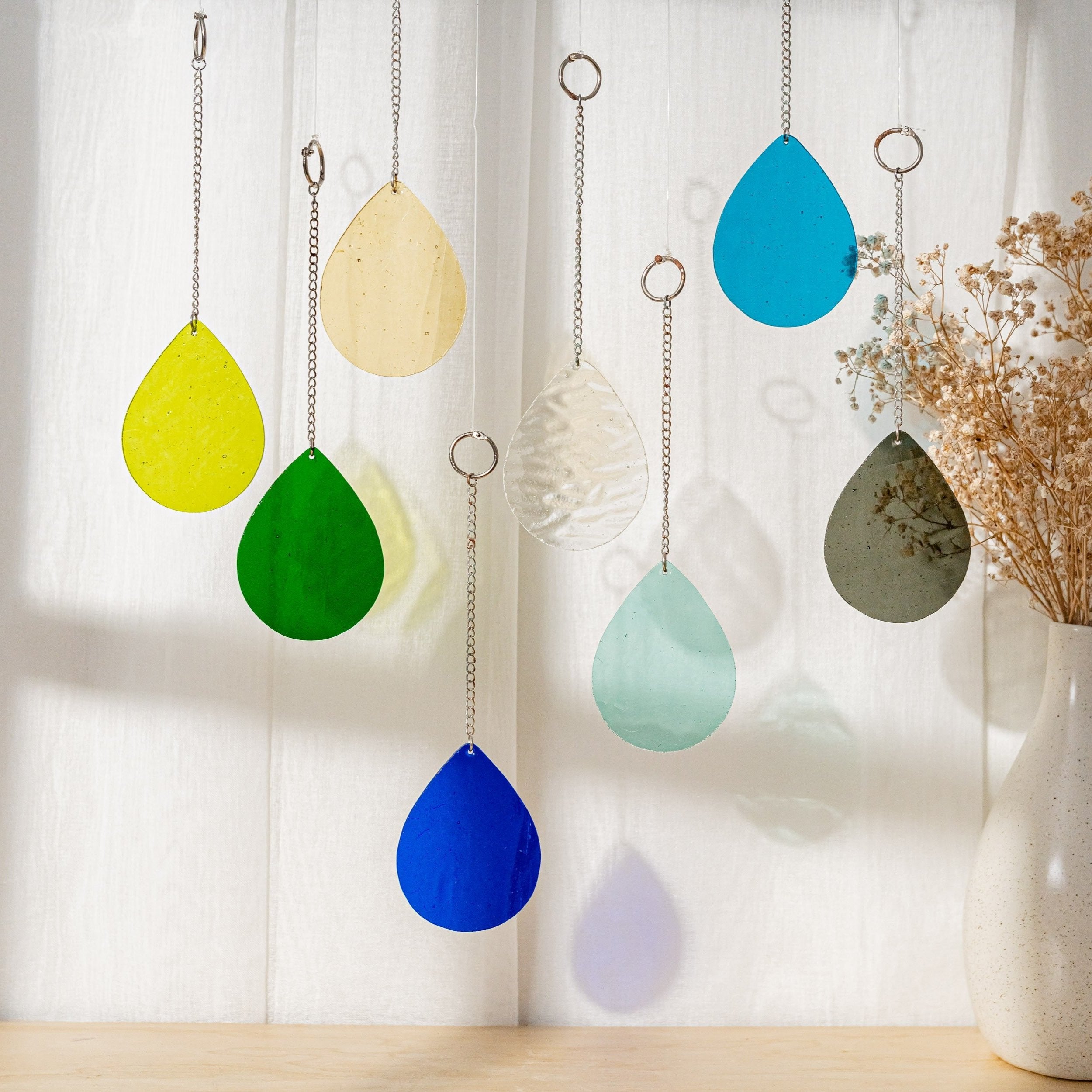 Colorful Stained Glass Droplets Suncatcher for Cozy Home Vibes