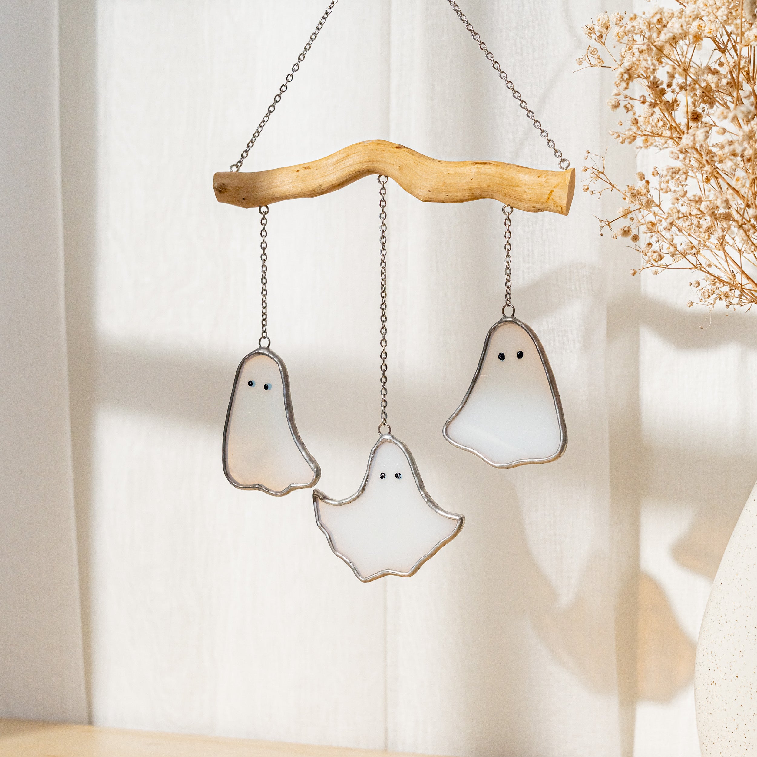 Spooky Stained Glass Ghost Mobile for Magical Halloween Vibes