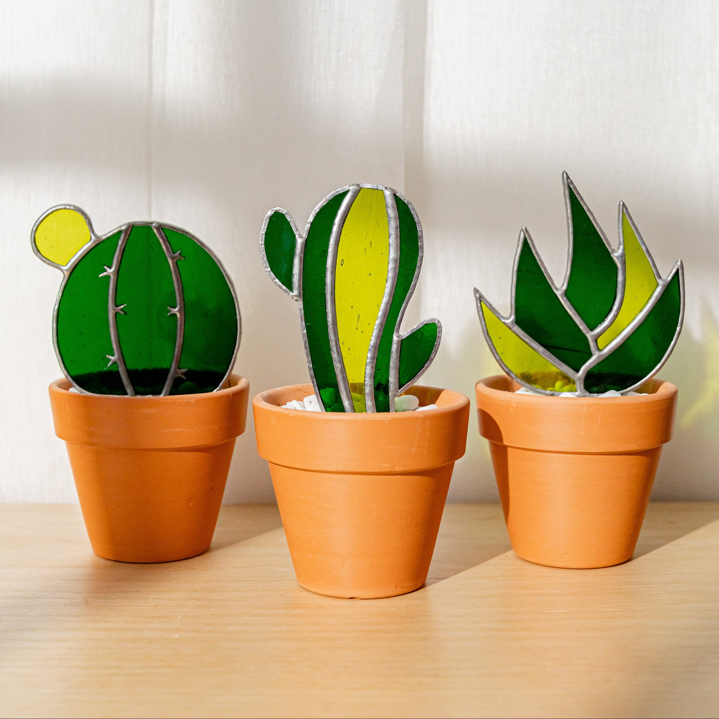 Cactus Stained Glass Plant Stakes for Plant decor F48
