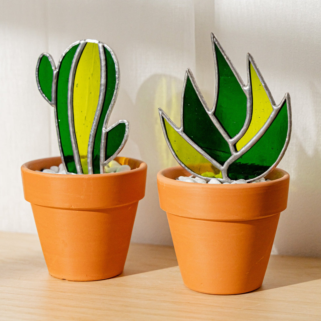 Cactus Stained Glass Plant Stakes for Stained glass garden art F48