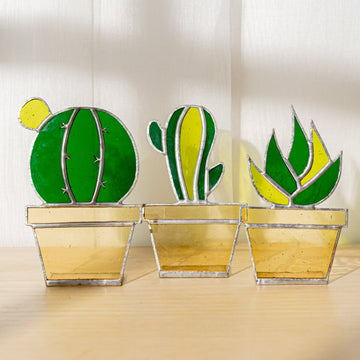 Stained Glass Cactus Decor for Stained glass table decor F50