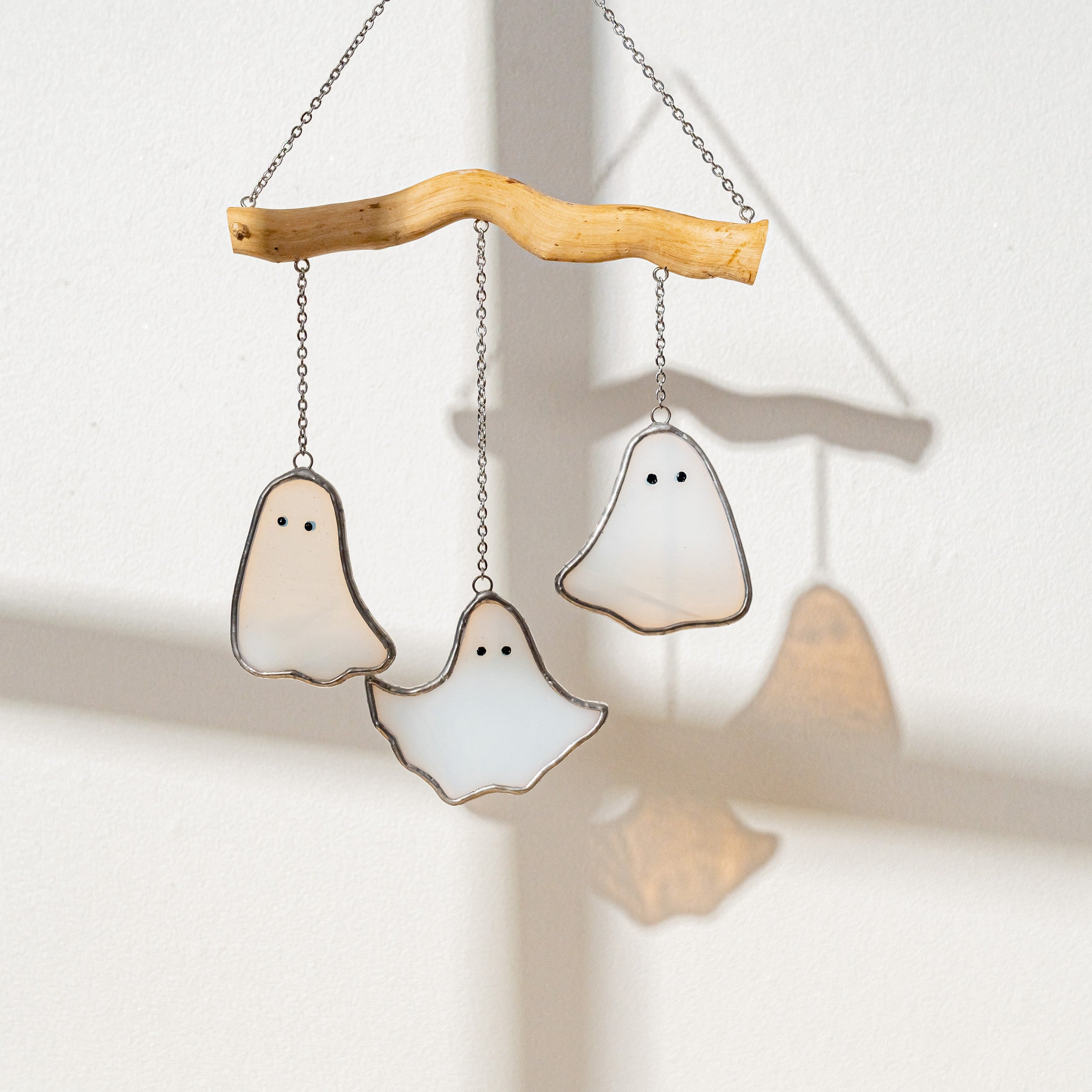 Whimsical Stained Glass Ghost Mobile for Halloween Charm