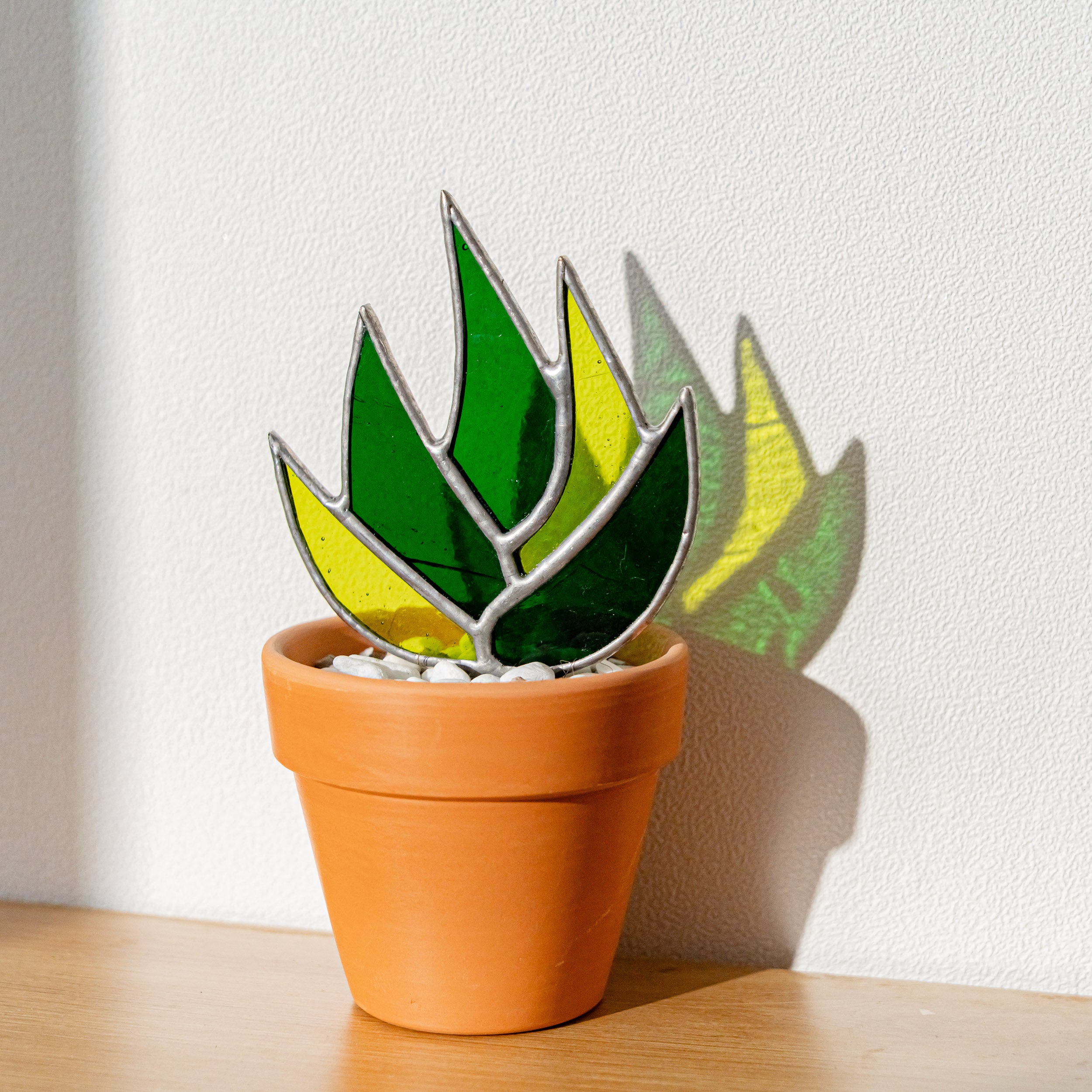 Colorful Cactus Stained Glass Plant Stake for Boho Charm