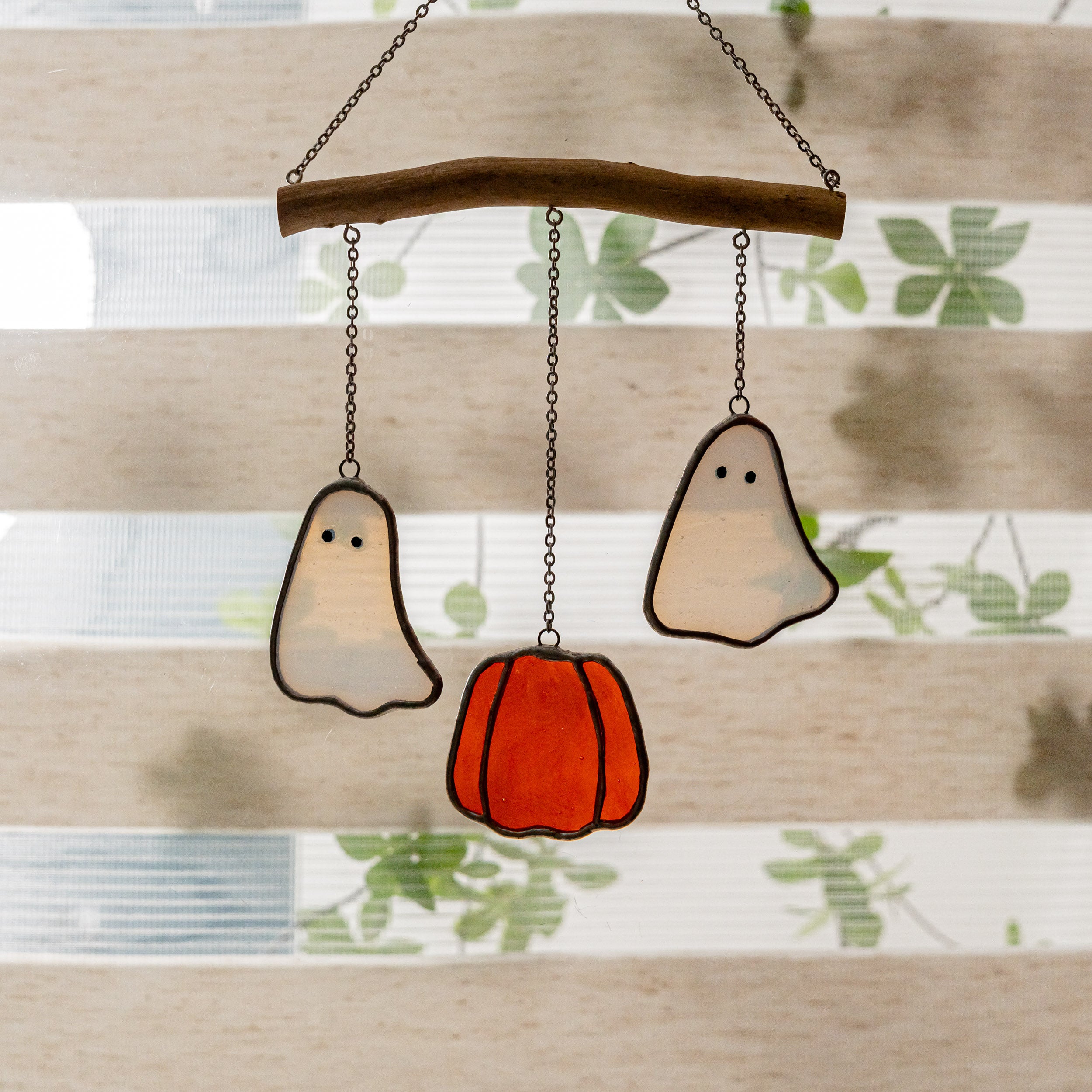 Playful Stained Glass Ghost Mobile for Magical Halloween Vibes