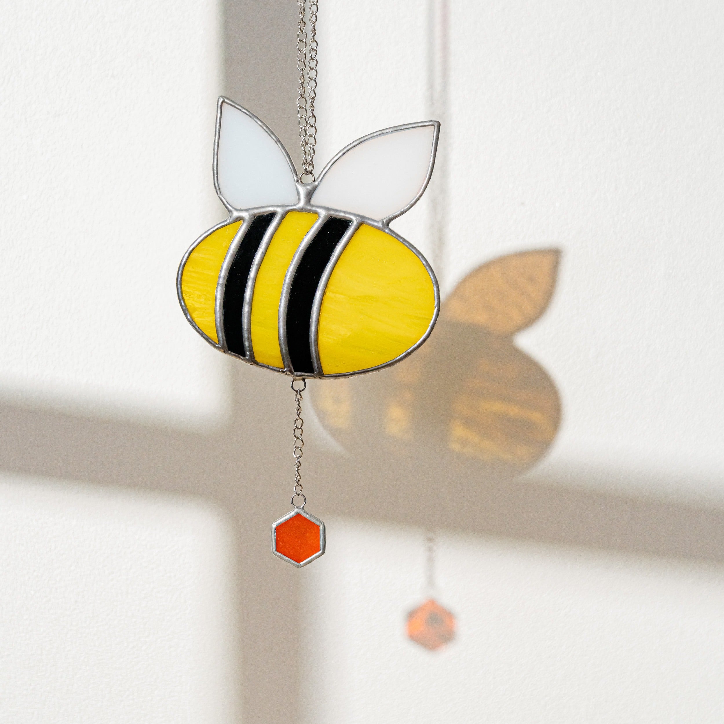 Bee Stained Glass Suncatcher, Glass wall decor F07