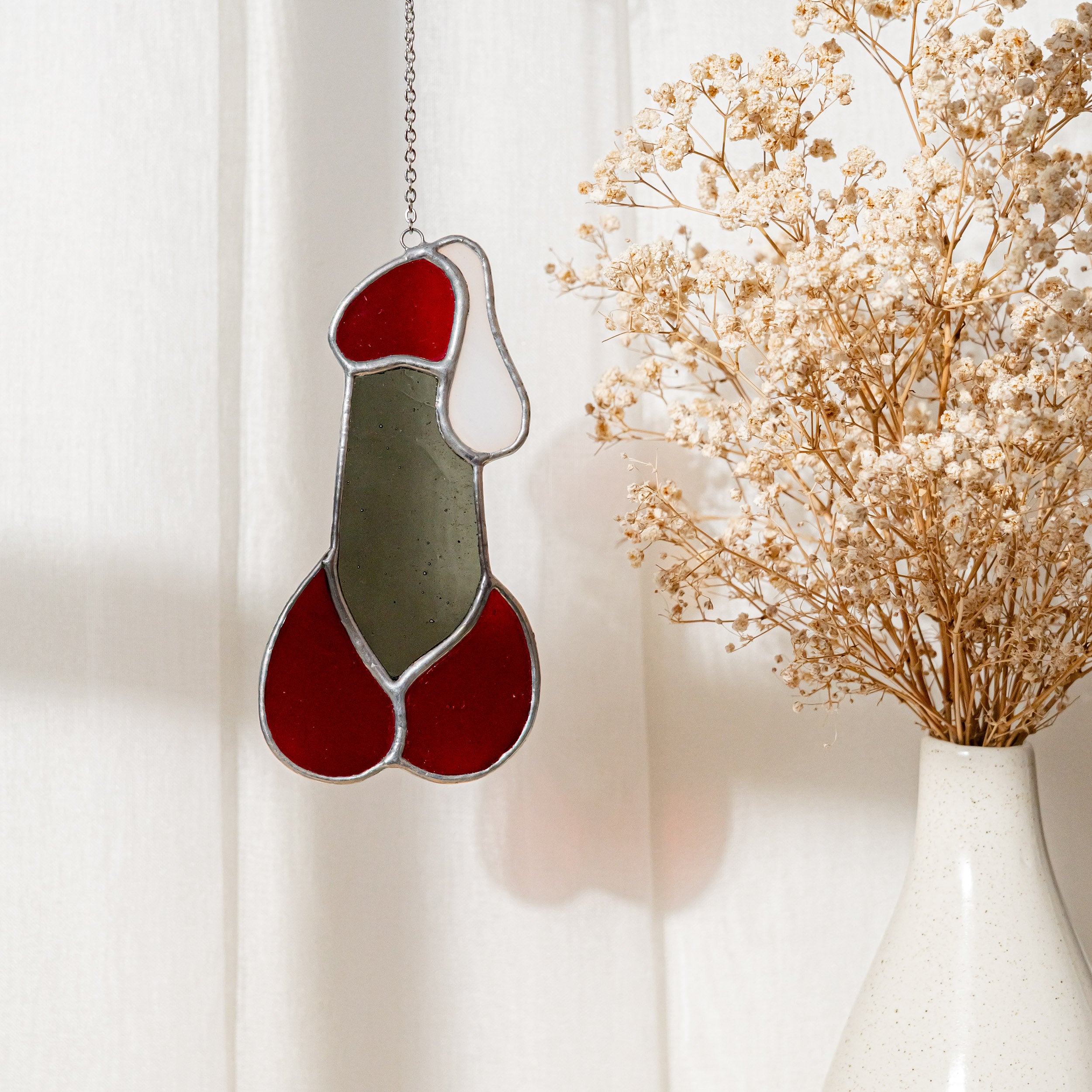 Quirky Stained Glass Penis Wall Art for a Fun and Vibrant Touch