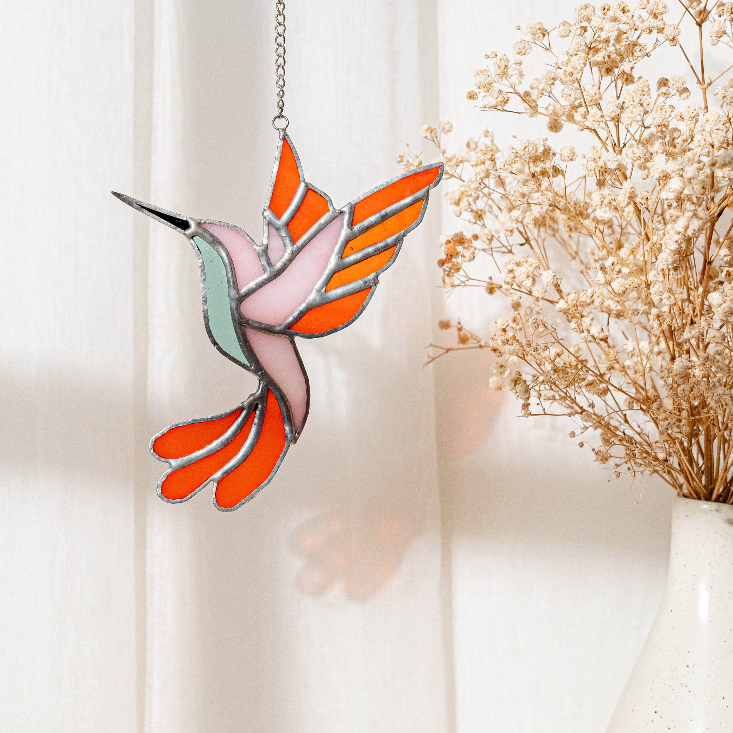 Hummingbird Stained Glass Suncatcher Glass and Glass Windows F35