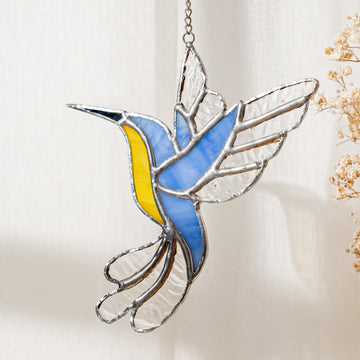 Hummingbird Stained Glass Suncatcher Glass and Window Stained Glass F35