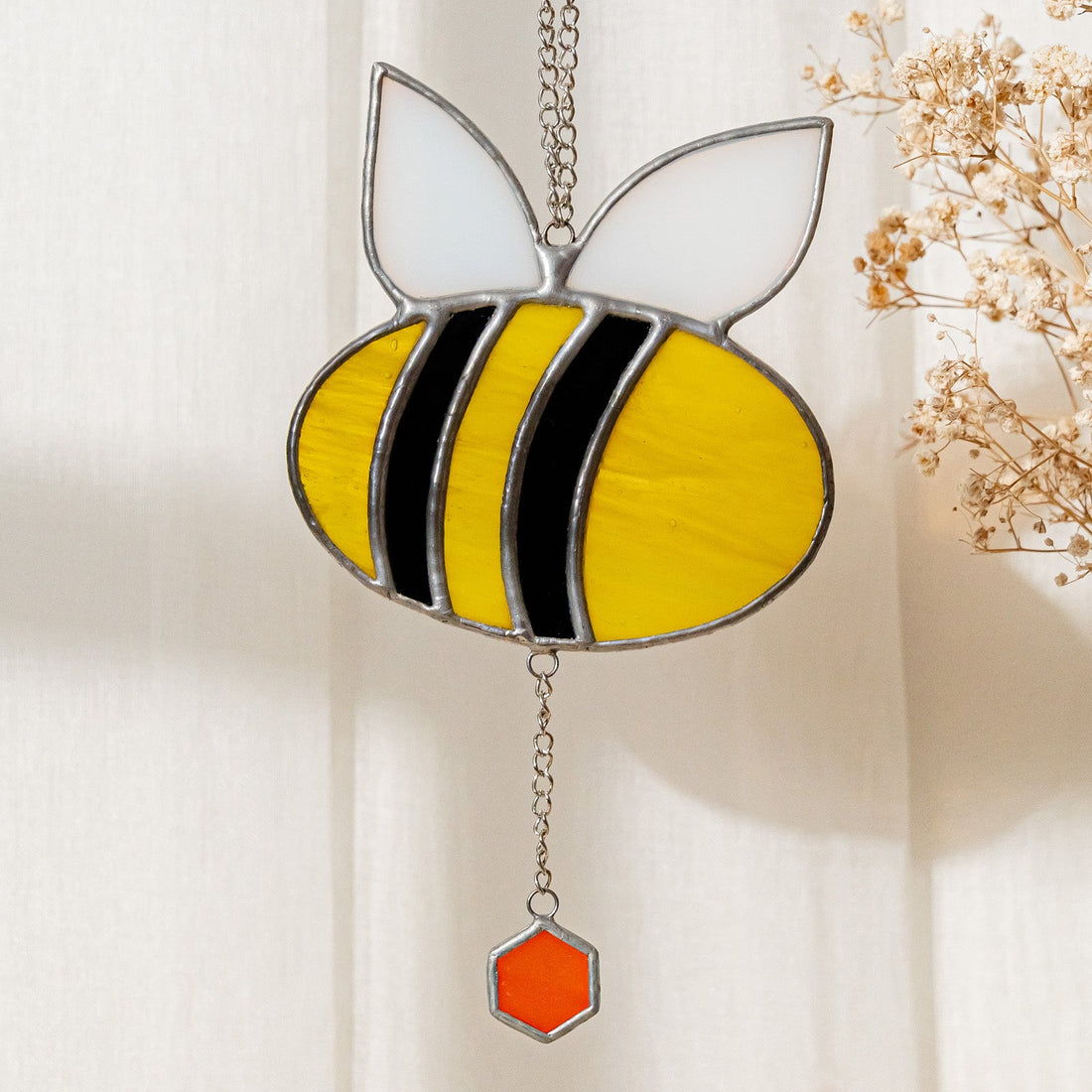 Bee Stained Glass Suncatcher, Artistic glass suncatcher F07