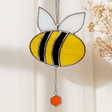 Bee Stained Glass Suncatcher for Window decorations F07