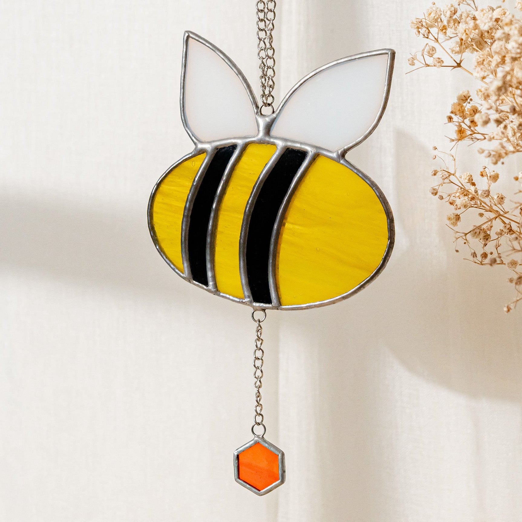 Bee Stained Glass Suncatcher for Window decorations F07