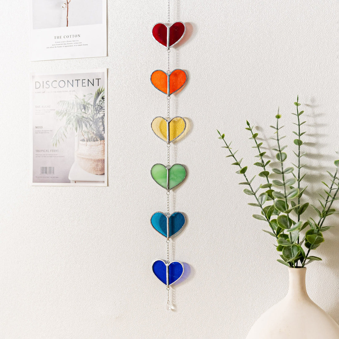 Stained Glass Heart Garland For Colorful Window And Wall Decor