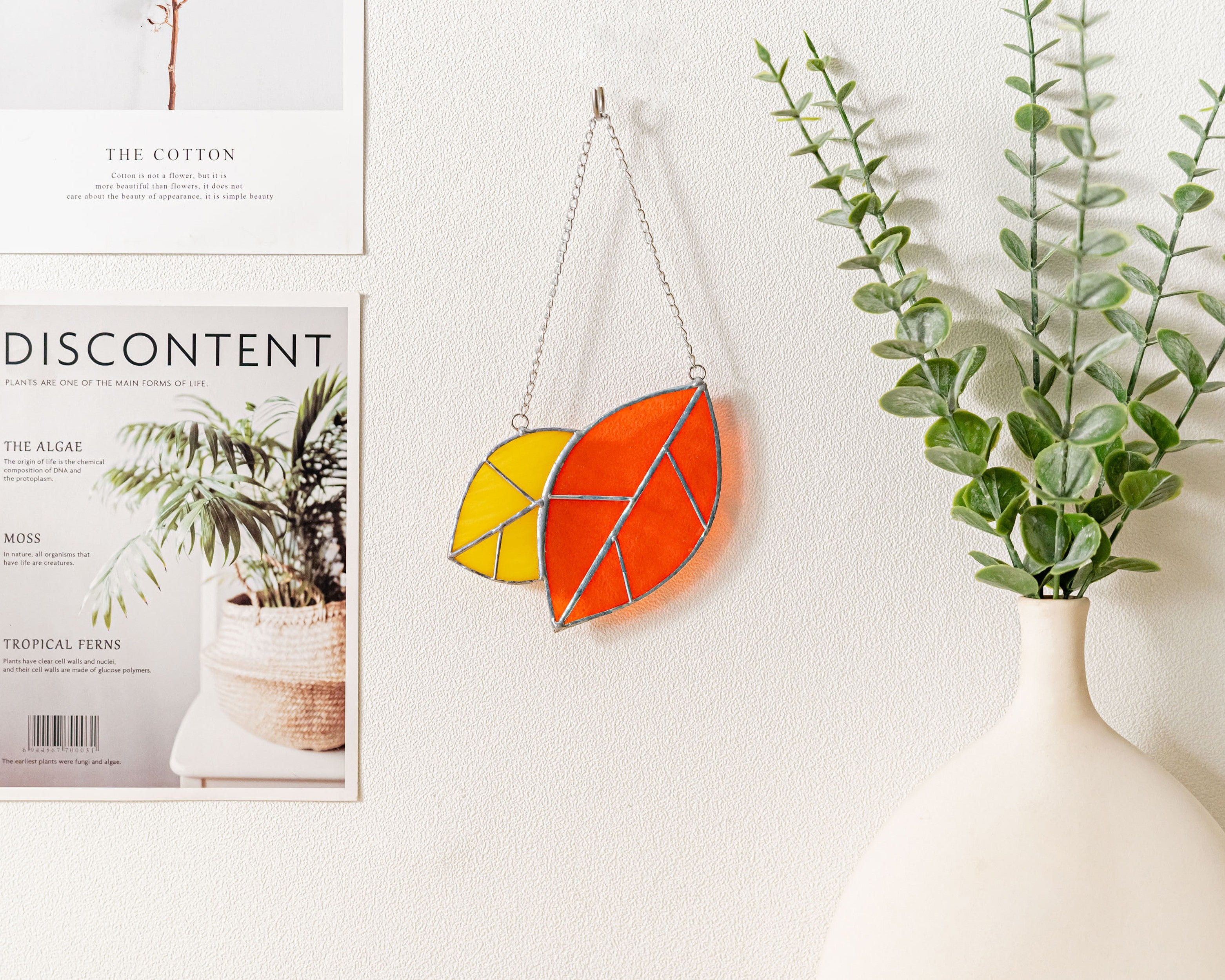 Stained Glass Leaves Suncatcher for Boho and Modern Homes