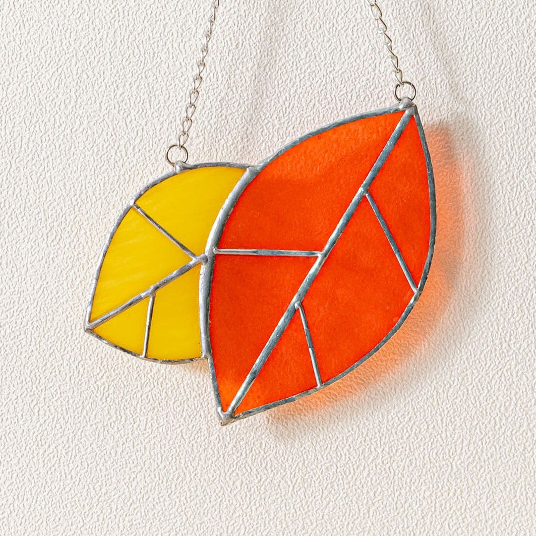 Leaves Stained Glass, Stained glass window hangings F31
