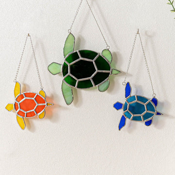 Sea Turtle Stained Glass Suncatcher for Rainbow, decor F30