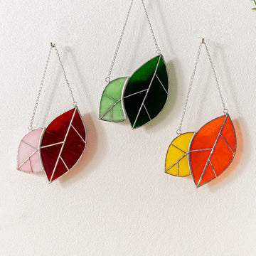 Leaves Stained Glass for Tropical style art, boho F31
