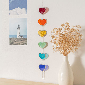 Stained Glass Valentine Heart Garland For Colorful Window Decor