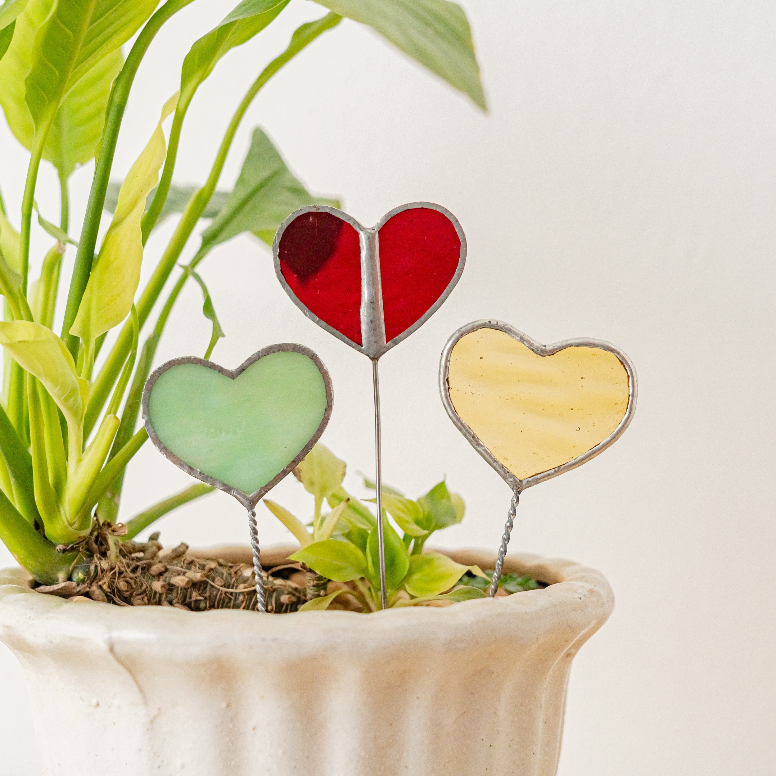 Stained Glass Heart for Plant Stakes and Home Decor