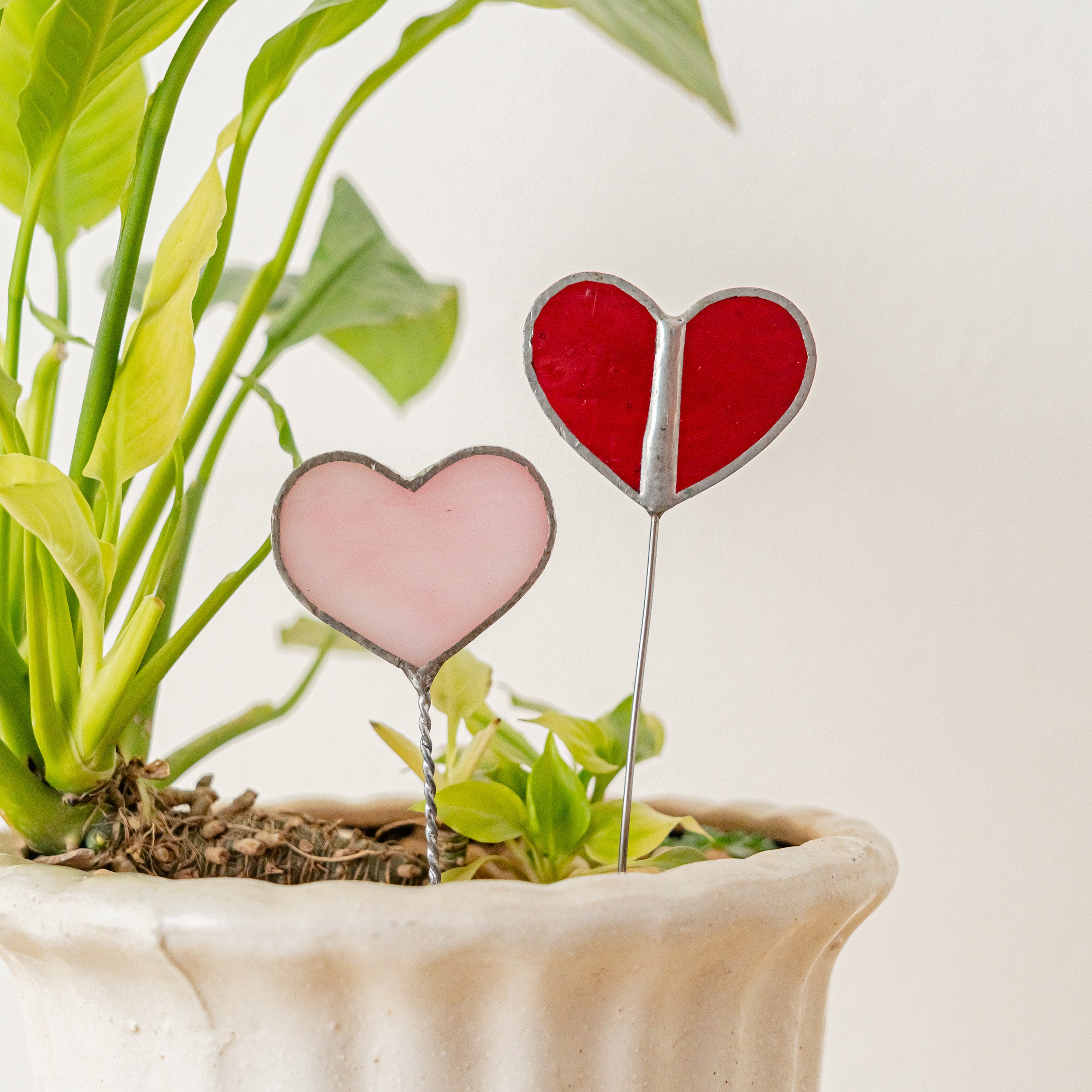 Stained Glass Heart for Plant Stakes and Home Decor