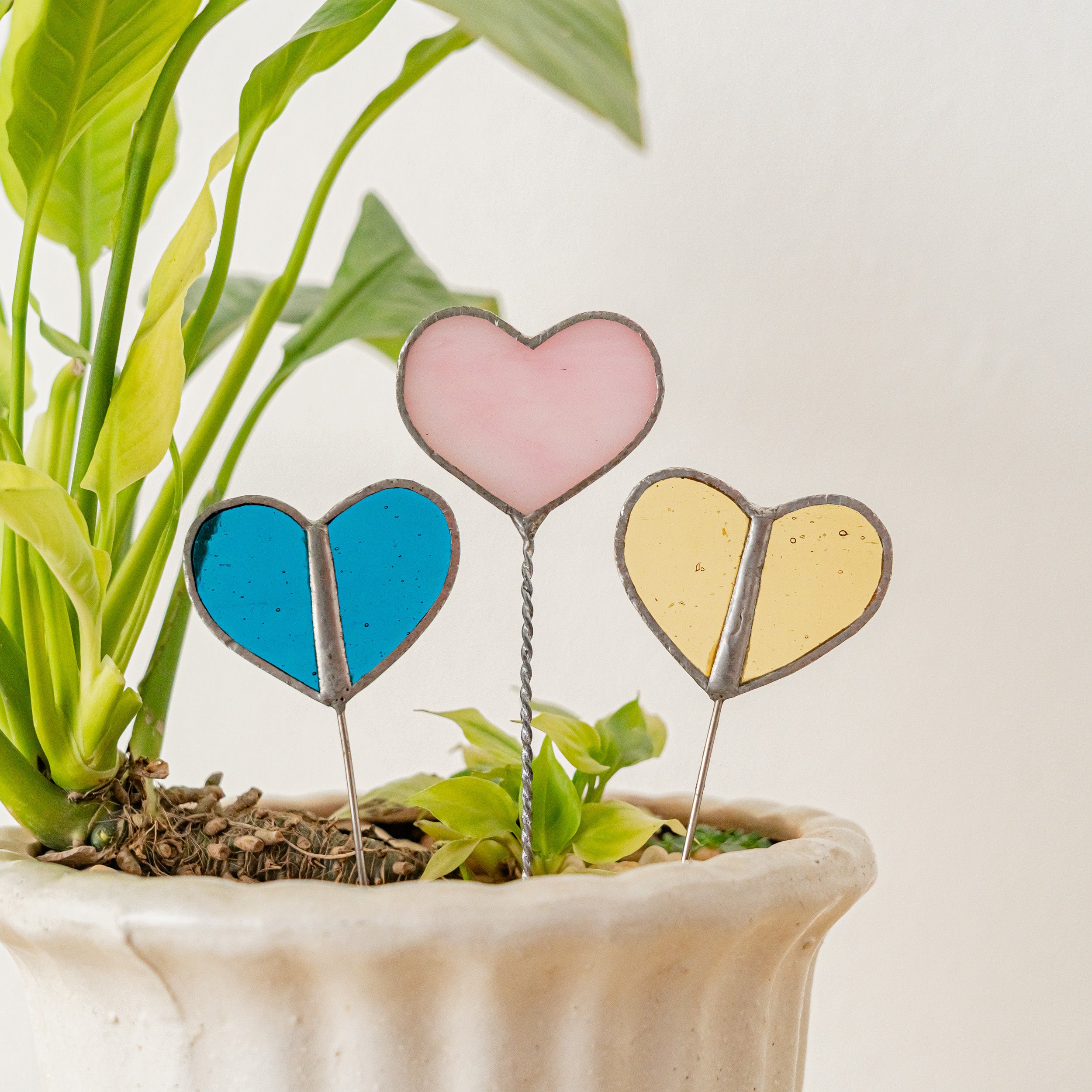 Stained Glass Heart for Plant Stakes and Home Decor