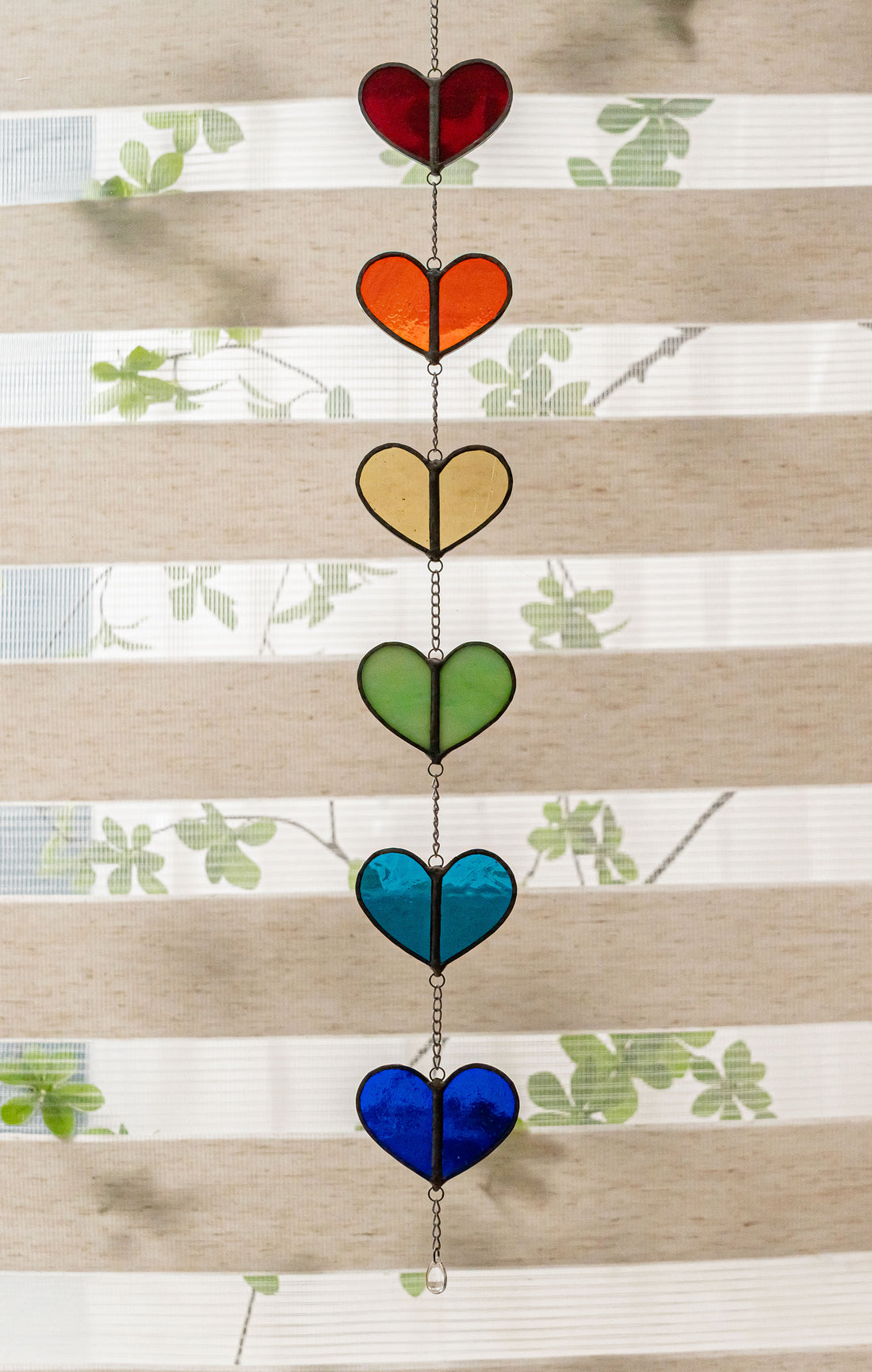 Vibrant Stained Glass Heart Garland for Windows and Walls