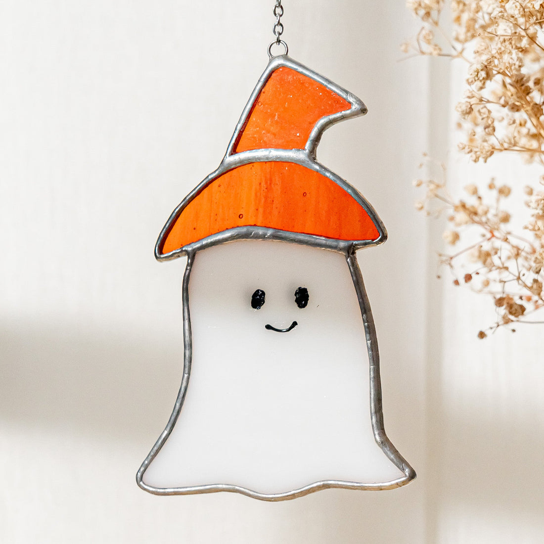Stained Glass Ghost, spooky decor and spooky wall art F78