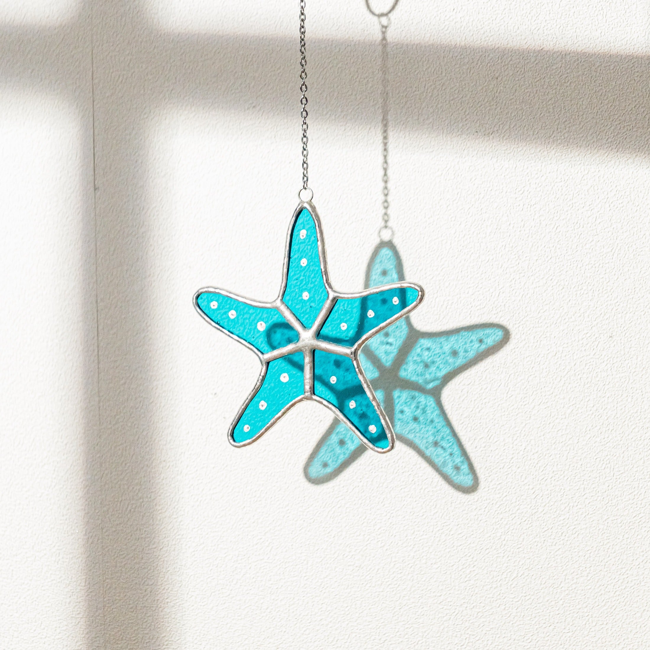 Starfish Stained Glass Decorative Hanging for Beach Decor Q24