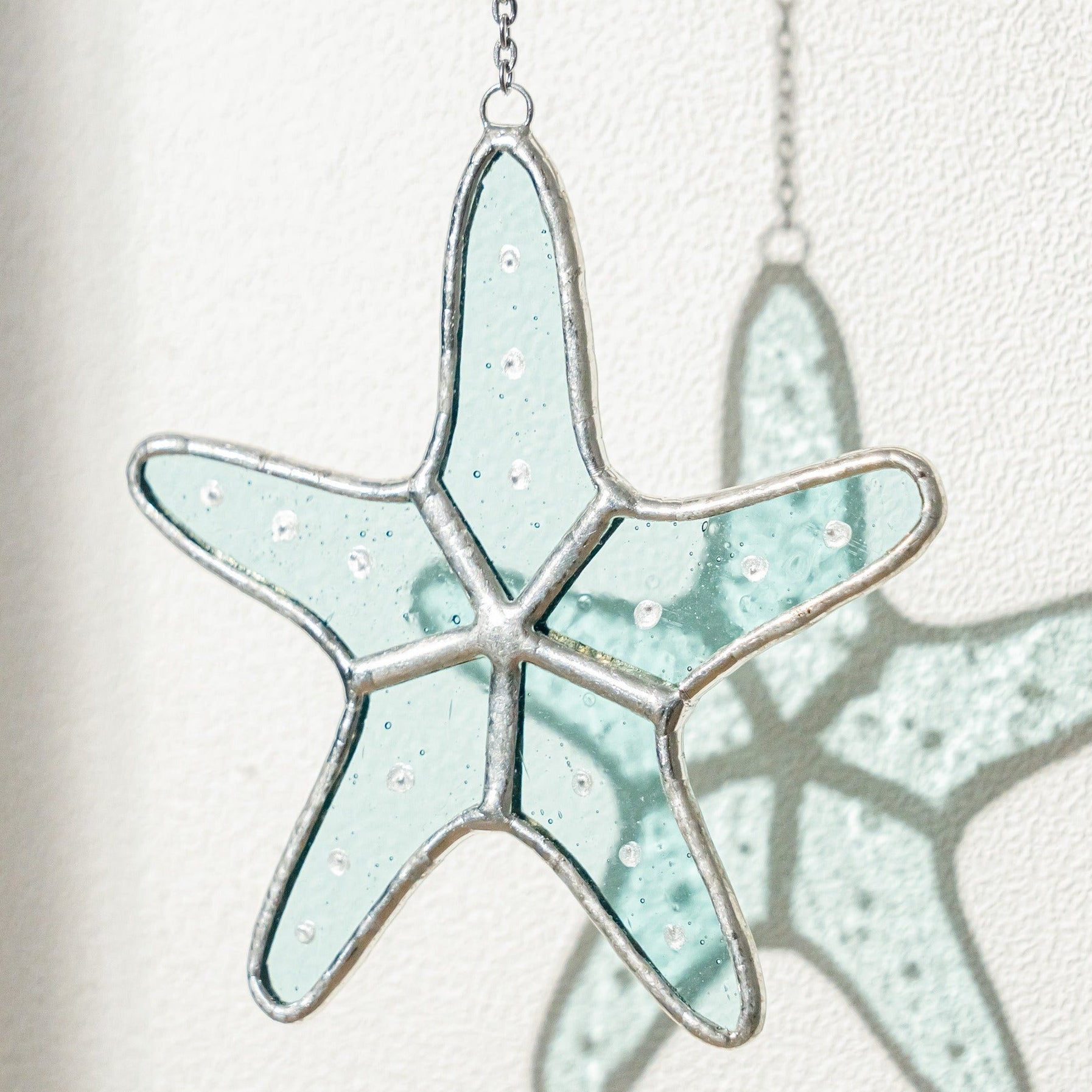 Starfish Stained Glass Coastal Hanging for Nautical Decor Q24