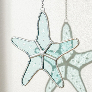 Starfish Stained Glass Coastal Hanging for Nautical Decor Q24
