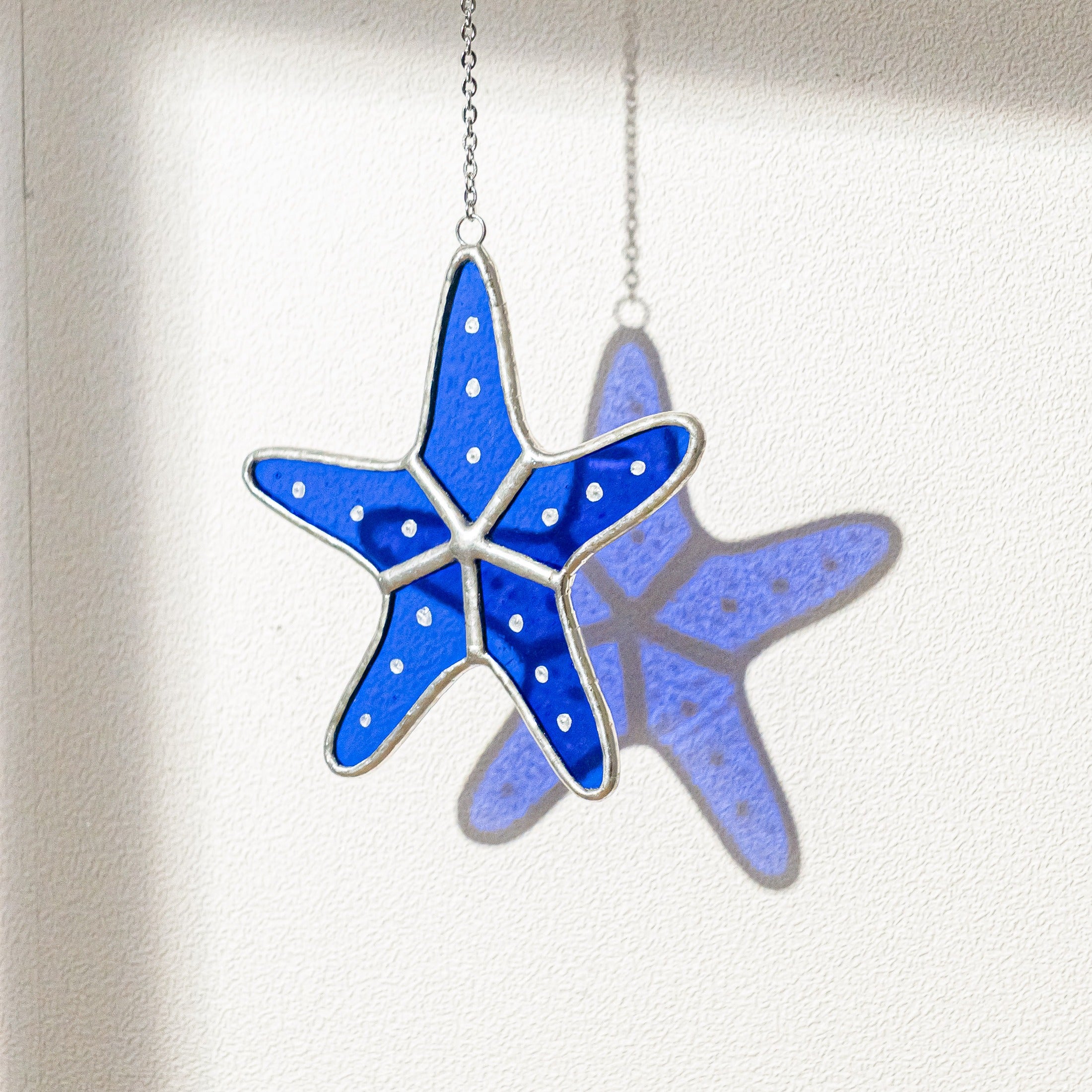 Starfish Stained Glass Coastal Hanging for Nautical Decor Q24