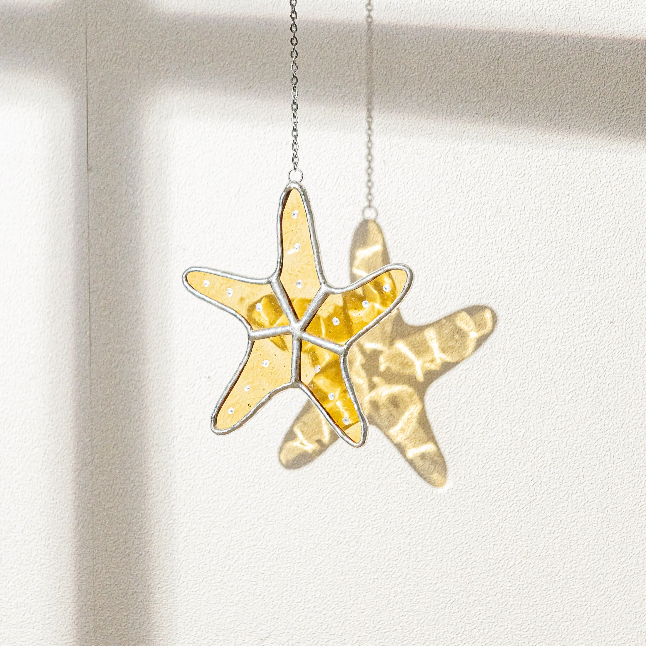 Starfish Stained Glass Decorative Hanging for Beach Decor Q24