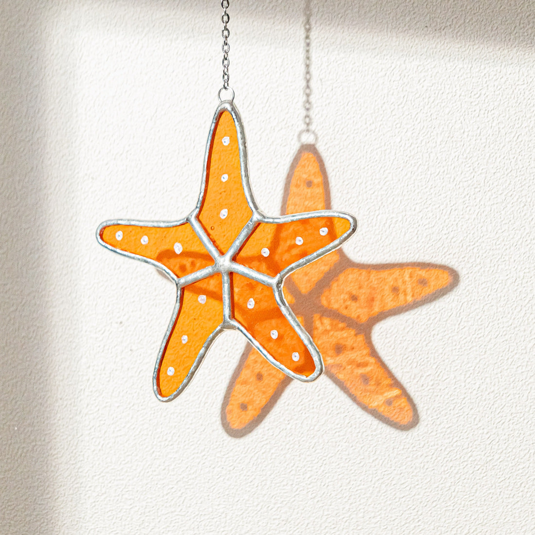 Starfish Stained Glass Decorative Hanging for Beach Decor Q24