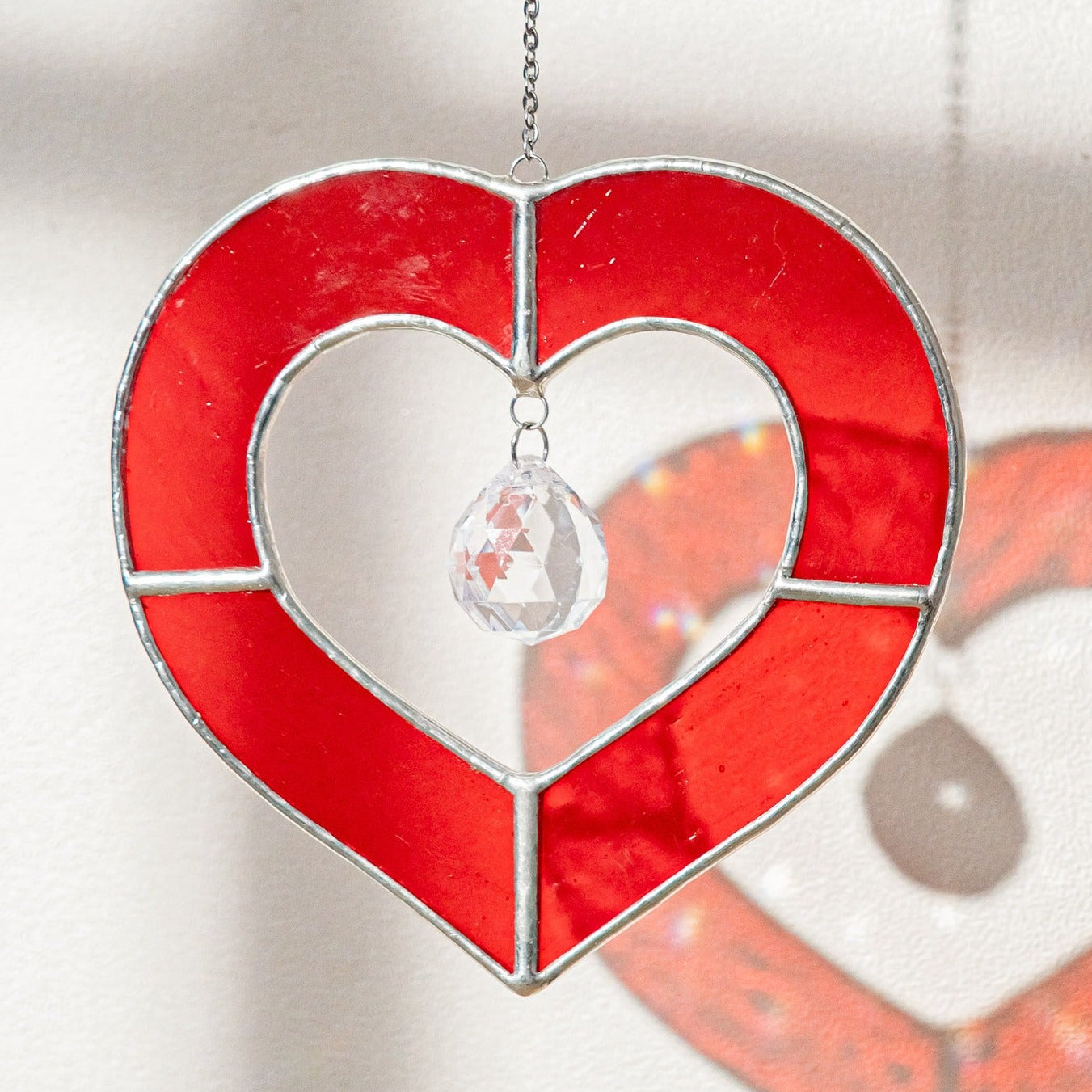 Heart Shaped Stained Glass, Romantic suncatcher and art Q28