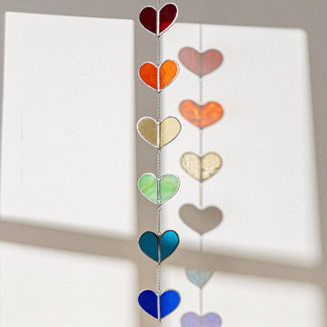 Rainbow Heart Glass Garland Glass for Stained Glass Garland F22