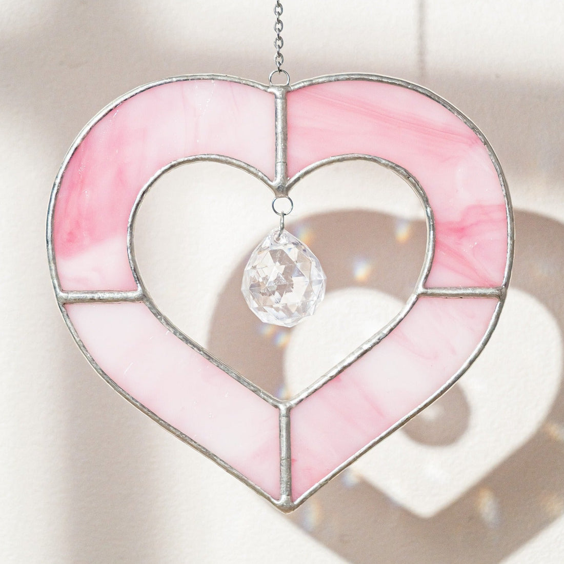 Heart Shaped Stained Glass, Romantic suncatcher and art Q28