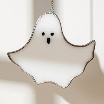 Stained Glass Ghost, spooky decor and halloween hanging ghost F78