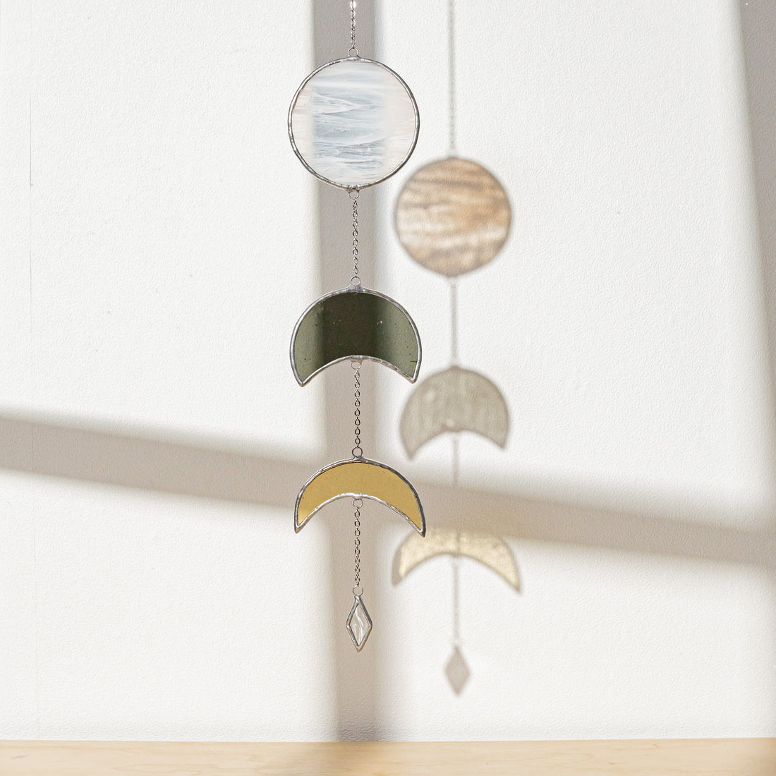 Stained Glass Moon Phase Hanging Decor and Window Clings Stained Glass F14