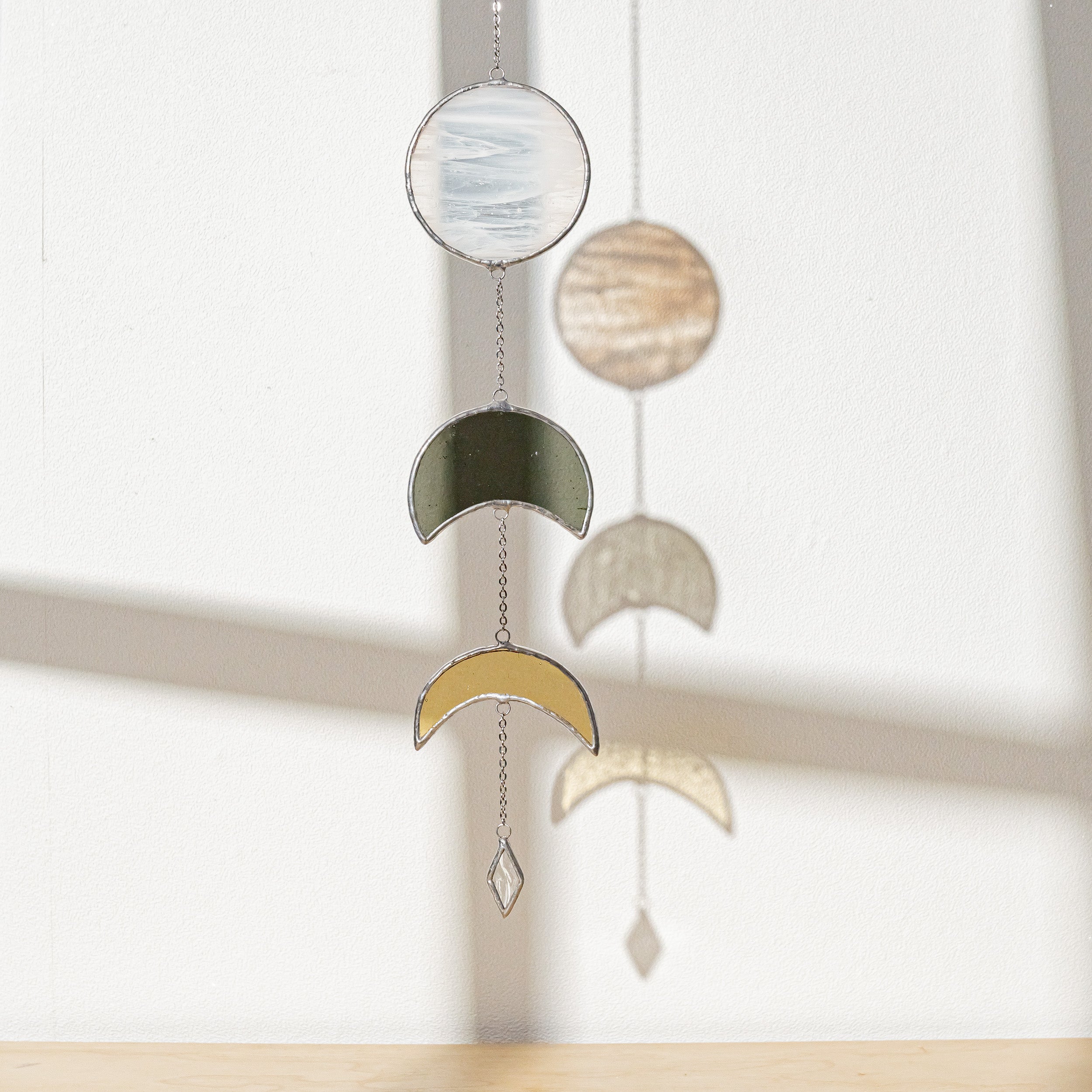 Stained Glass Moon Phase Hanging Decor for Window Clings Stained Glass F14