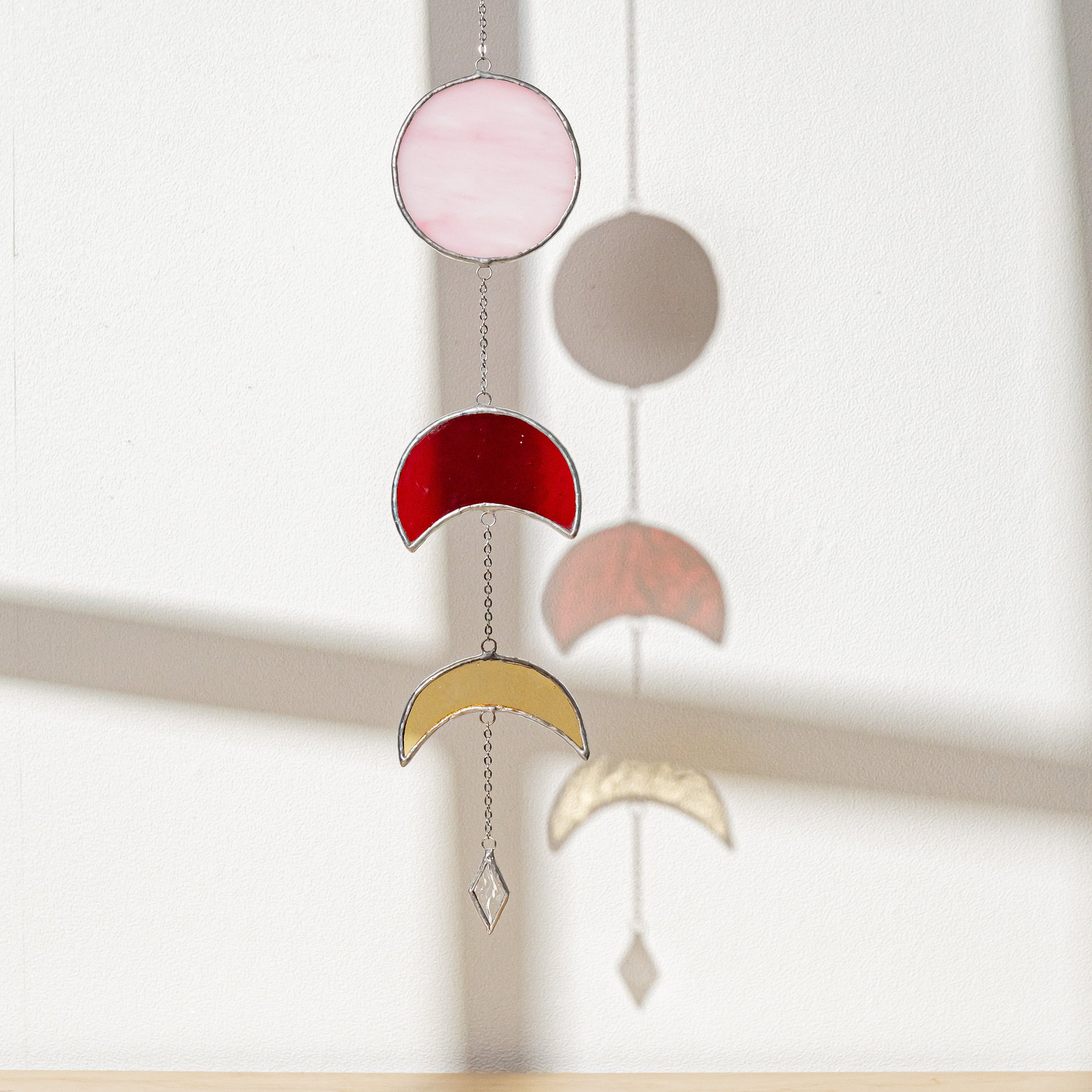 Stained Glass Moon Phase Hanging Decor for Window Clings Stained Glass F14