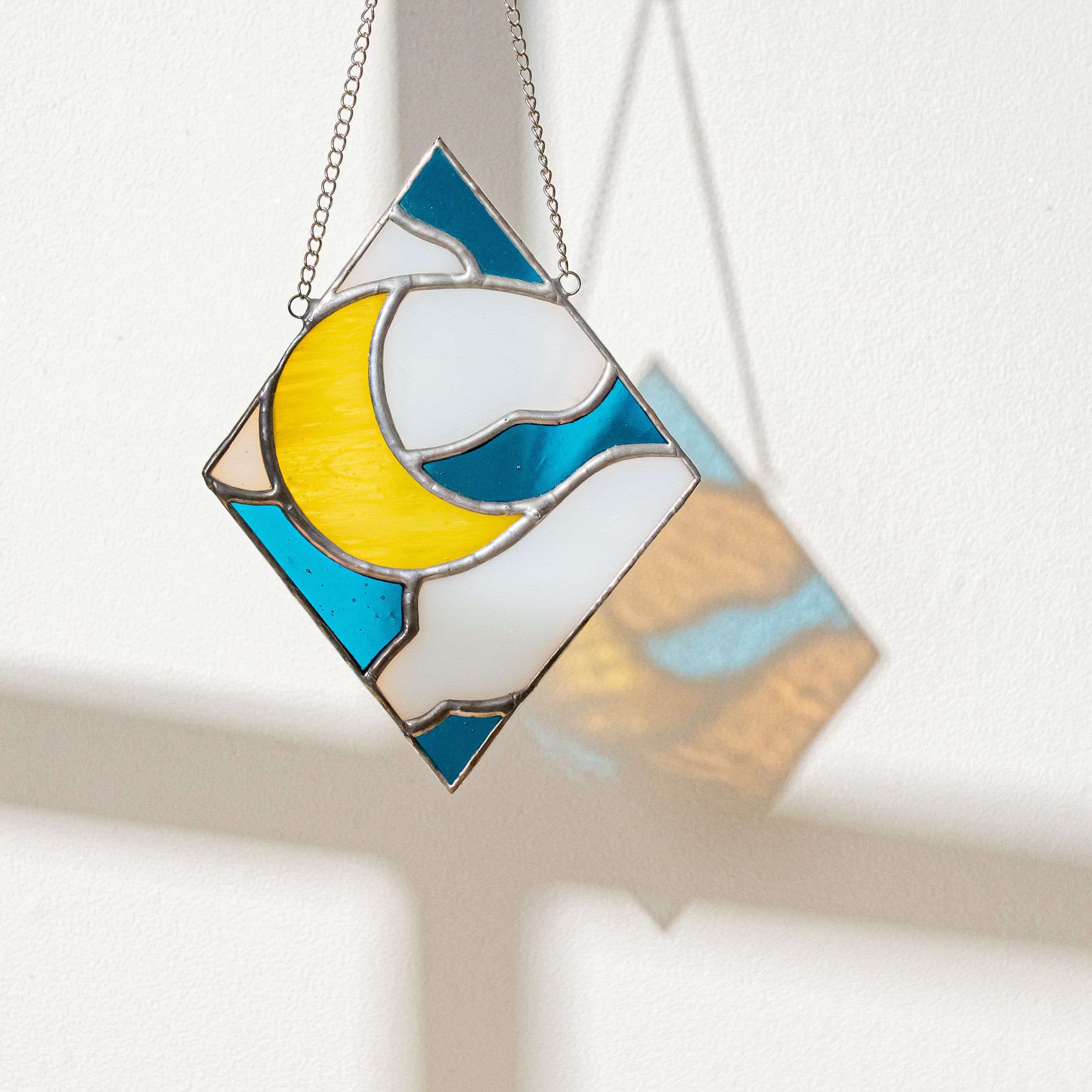 Stained Glass Sun Moon Suncatcher decor and Window Stained Glass F36