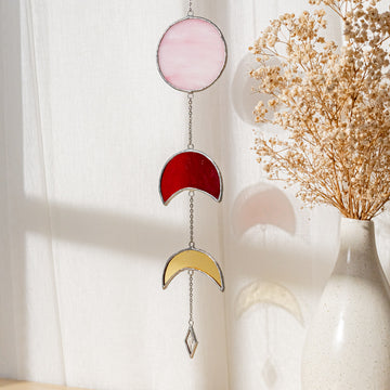 Stained Glass Moon Phase Hanging Glass for Glass Wall Art F14
