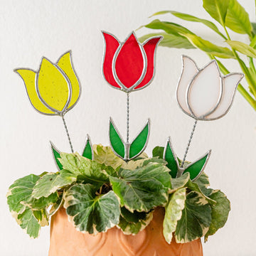 Stained Glass Flower Plant Stakes and Coastal Plant Decor Q08
