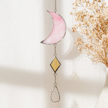 Moon Stained Glass Suncatcher, Artistic glass suncatcher F38