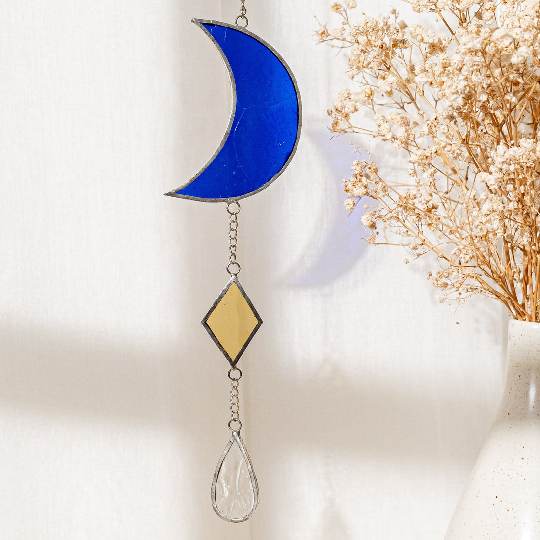 Moon Stained Glass Suncatcher, Stained glass window and art F38