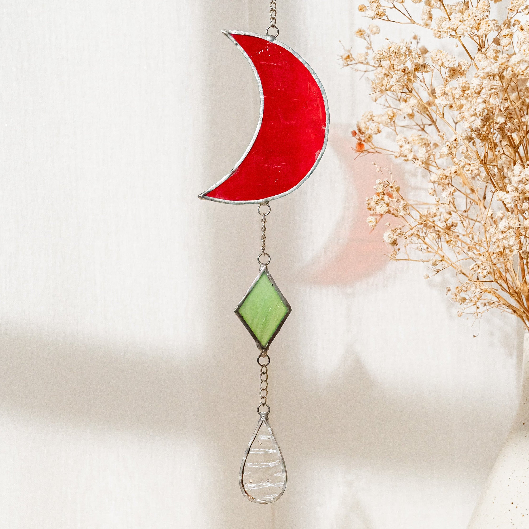 Moon Stained Glass Suncatcher for Window decorations, art F38
