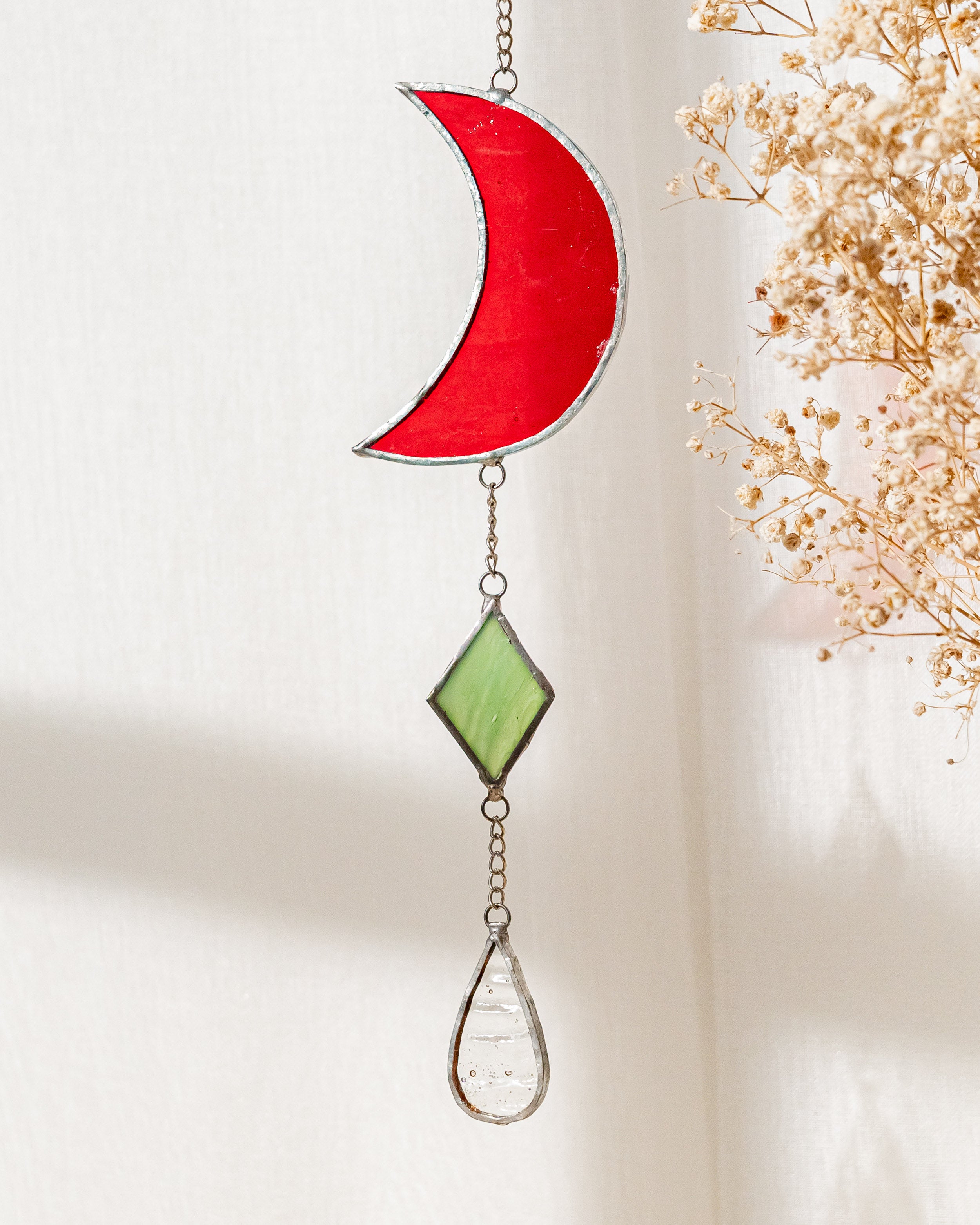 Moon Stained Glass Suncatcher for Window decorations, art F38