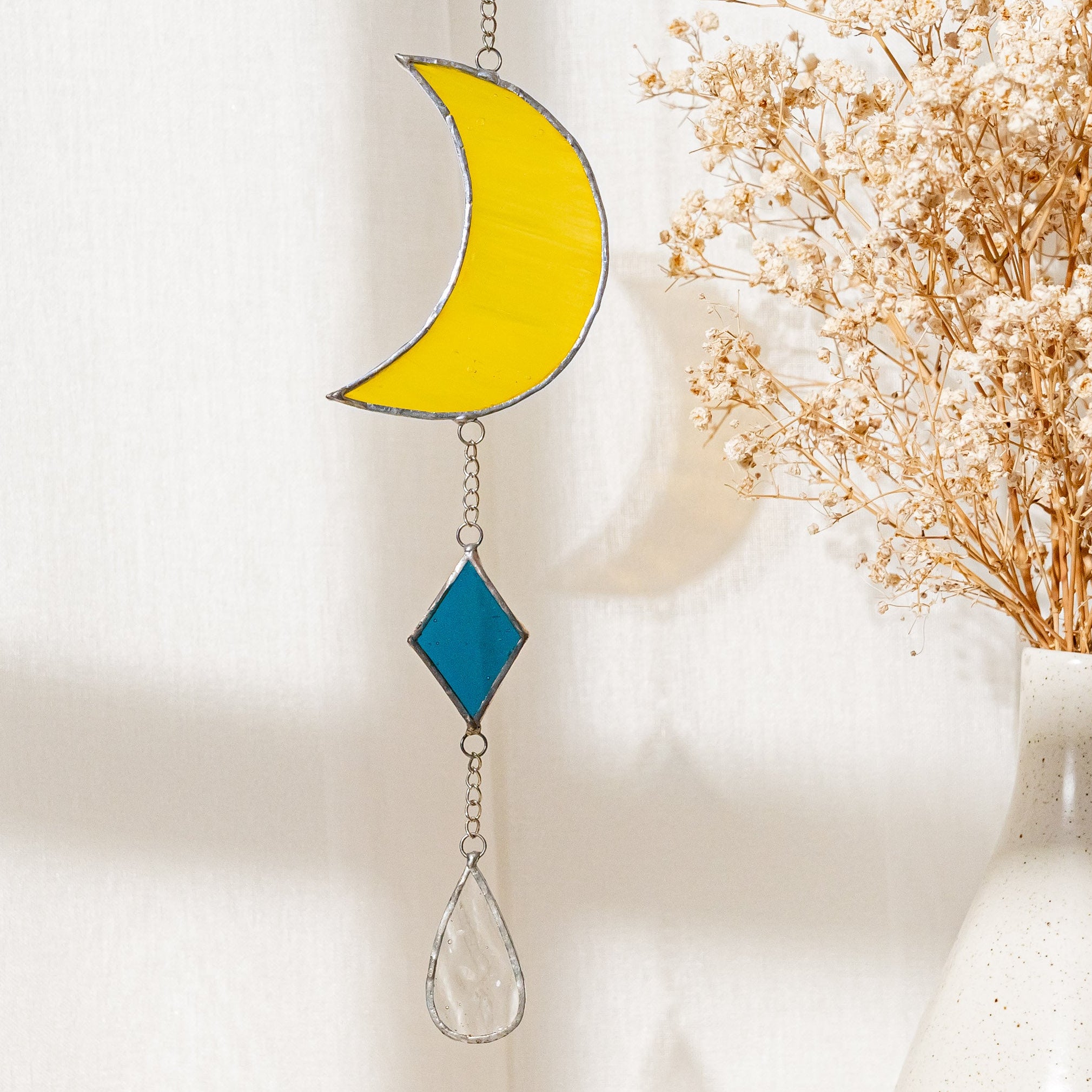 Moon Stained Glass Suncatcher for Stained glass window F38