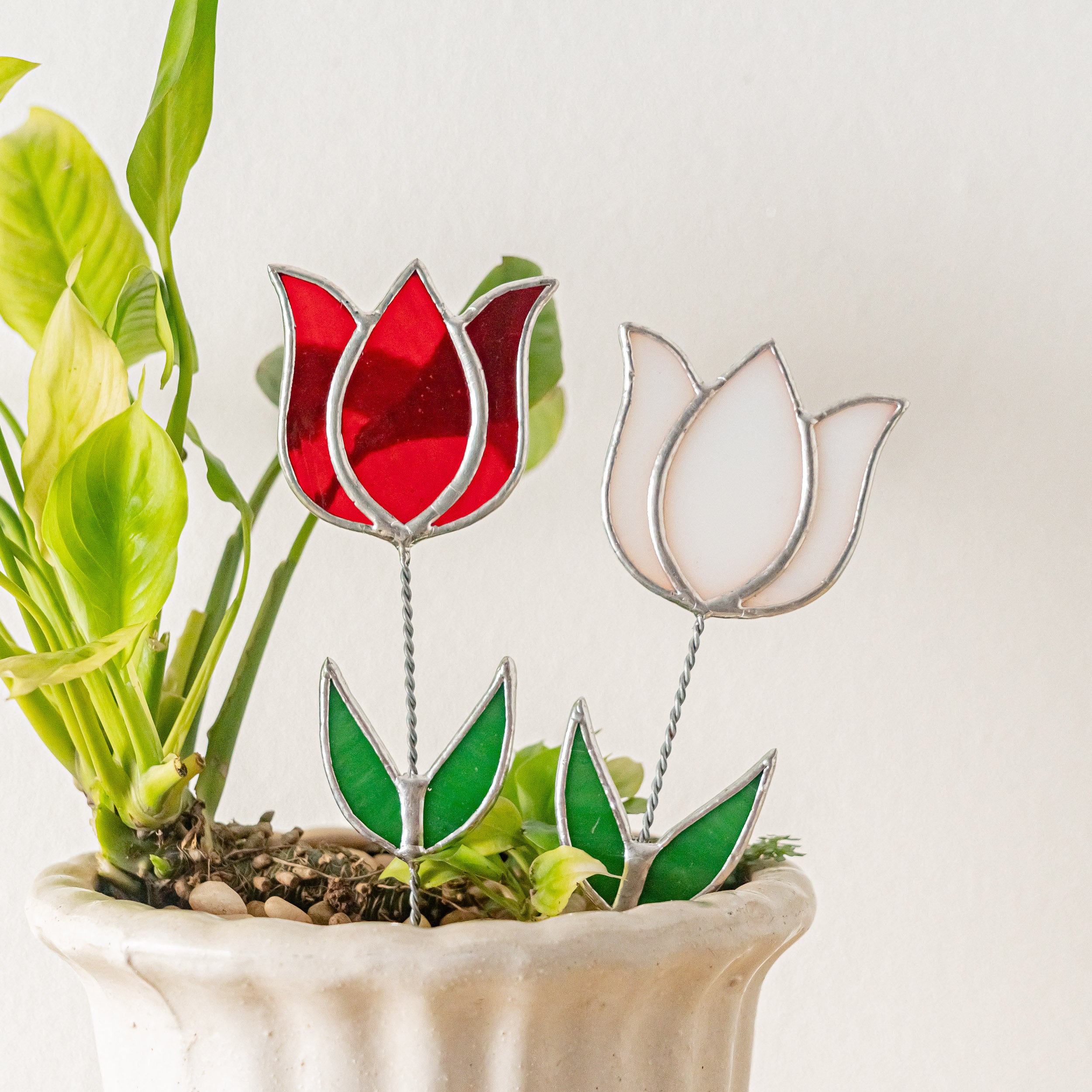 Stained Glass Flower Plant Stakes and Coastal Plant Decor Q08