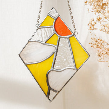 Stained Glass Sun Moon Suncatcher glass for Stained Glass Arts F36
